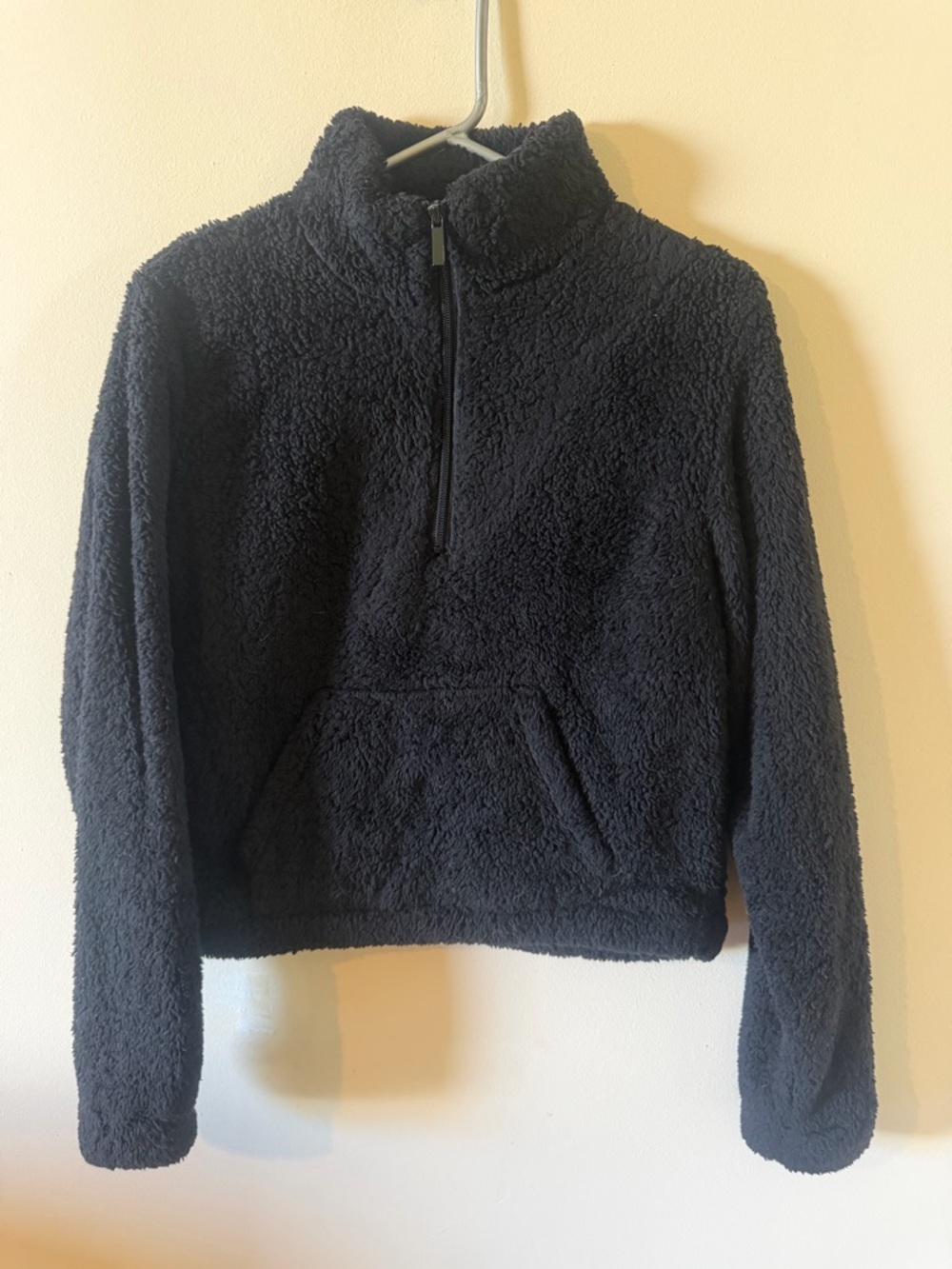 Teddy Half-Zip Pullover Jacket - Black